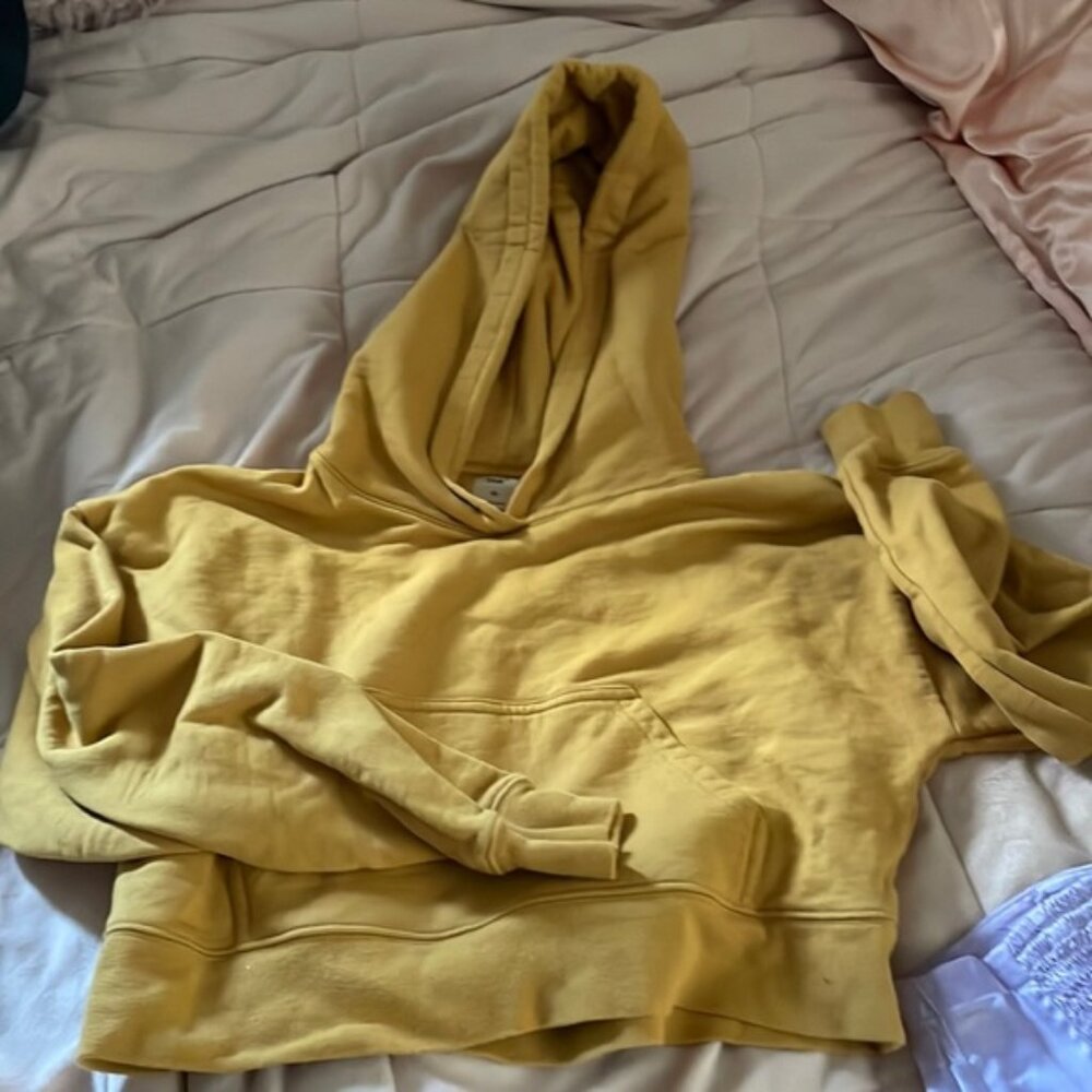 Aritzia mustard cropped TNA hoodie
